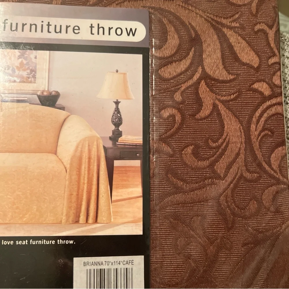New Stylemaster Brianna Loveseat Cover Throw. Brown Jacquard Design. Cotton/Poly